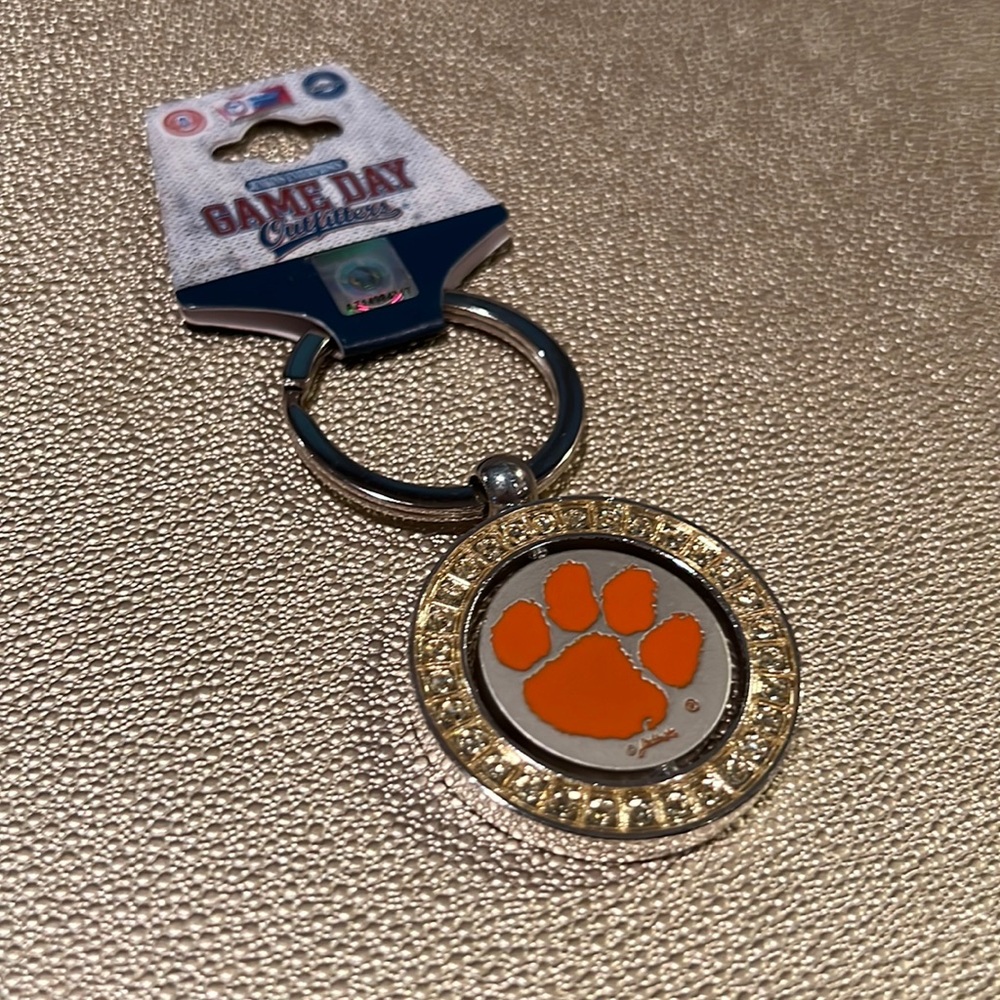 Clemson University Crystal Bezel Keychain